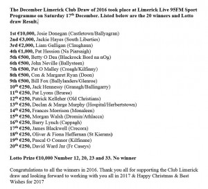 Club Draw Dec 2016